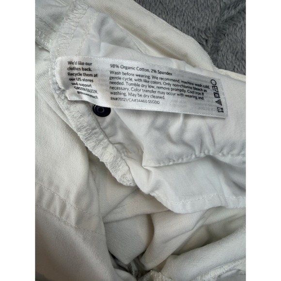 Eileen Fisher Jeans 6 White Organic Cotton Stretch Straight Tapered 31x29 - Picture 8 of 12